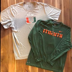 Miami Hurricanes Nike Dri-fit two shirt combo XL